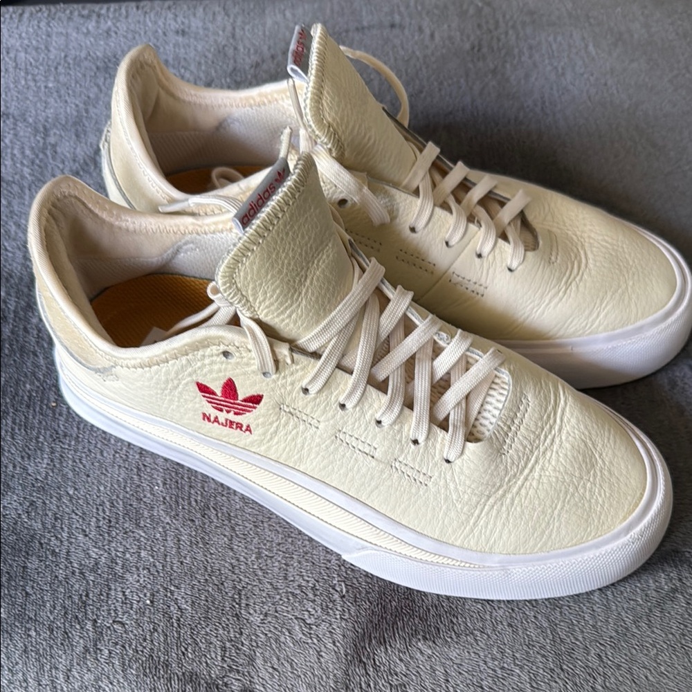 Adidas Off-White Sneakers with Red Accent